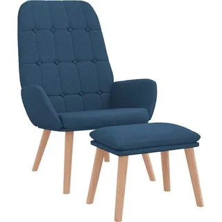 vidaXL Relaxsessel mit Hocker Blau Stoff - Blau
