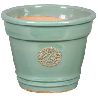 Pflanztopf Lafiora Sonnenblume Keramik Ø 36 H 29 cm türkis