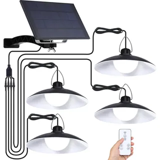 Solarlampen Für Außen, Led Solar Pendelleuchte Mit Fernbedienung, Solarleuchten Garten Hängeleuchte Mit 1500mah Solarpanel Und 300lm Lampenkopf, Lichtfarbe: Weiß, 4 Lampe
