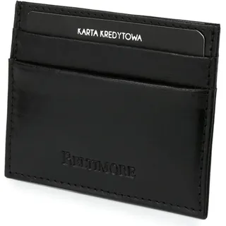 Visitenkartenetui, Brieftasche für Karten und Dokumente, Naturleder, Schwarz - Schwarz