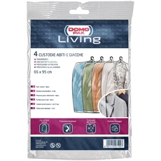 Domopak Living 918035 Hüllen transparent Kleider und Jacken, Polyethylen, 0.2 x 65 x 95 cm, 4 Einheiten