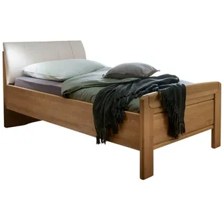 Venda Bett , Eichefarben, Champagner , Holz , Eiche , massiv , 120x200 cm , gepolstertes Kopfteil, in verschiedenen Größen erhältlich , Holzmöbel, Holzbetten, Sonstige Holzbetten