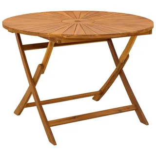vidaXL Klappbarer Gartentisch Natur Ø110 x 75 cm Massivholz Akazie - Braun
