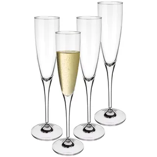 Villeroy & Boch – Maxima Sekt-/ Champagnerglas Set 4 teilig Klar, Spülmaschinenfest, Prosecco Gläser, Sektgläser, Sektflöten, Gläser für Sekt und Champagner, Kristallglas