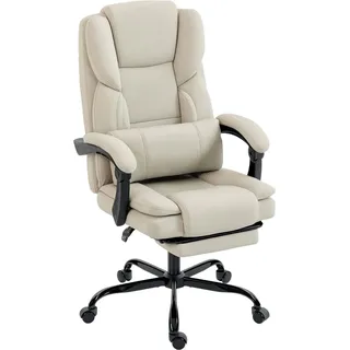 HOMCOM Bürostuhl Kunstleder Mehrschichtenplatte 67L x 65B x 111-119H cm Beige