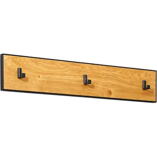 Linea Natura Hakenleiste , Anthrazit, Eichefarben , Holz, Metall , Wildeiche , furniert , 85x12x3 cm , Aufhängemöglichkeit , Garderobe, Garderobenhaken, Hakenleisten