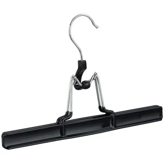Relaxdays Hosenbügel Metall 5er Set, 360° drehbarer Haken, fest schließend, Rockbügel, gummierte Klemmen, 26cm, schwarz