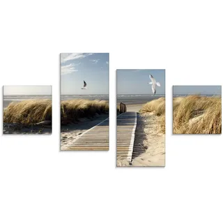 ARTland »Nordseestrand auf Langeoog mit Möwen«, Strand, (4 St.), in verschiedenen Größen, blau