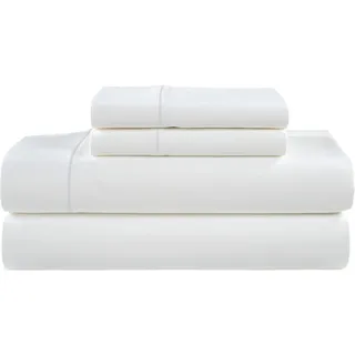 CHATEAU HOME COLLECTION Bettwäsche-Set gewoben aus ägyptischem Baumwoll-Satin mit 800er Fadenzahl, zum Überziehen, Baumwolle, weiß, Queen