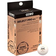 GEWO Select PRO Tischtennisbälle - 3 Sterne Tischtennis-Ball aus Plastik 40+ mit Naht - ITTF-zertifizierte Wettkampf Bälle - 6 hochwertige Profi-Tischtennisbälle, 40+mm Durchmesser, weiß
