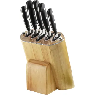 Rockingham Forge SHARP’N BLOCK Messerblock aus Kautschukholz – Selbstschärfend, Für bis 5 Messer geeignet, gefülltes Messerblock, Messerblocksets