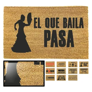 LucaHome - Fußmatte aus natürlicher Kokosfaser Hauseingang 40x70 cm mit Anti-Rutsch, Fußmatten für außen und innen, lustige Fußmatte (Baila Pasa)