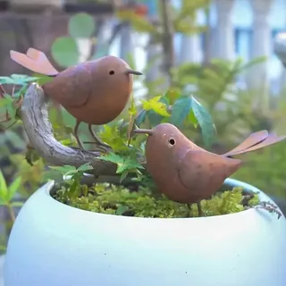JACKANNA 2 Stück Gartendeko Metall Deko Vögel, Outdoor und Garten Vintage Singvogel Figuren Gartenstecker RostBlechstatuen Garten Deko Draußen für Hof, Garten und Bauernhaus Dekor