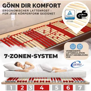 Coemo Lattenrost "RUBY" 100x200 cm Härtegrad verstellbar 28 Leisten