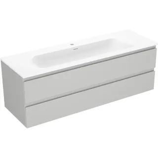 Mexen Orio Badezimmerschrank 140 cm mit Waschtisch Vela, 2 Schubladen, Grau Matt/Weiß Matt - 91A10-14047-2-BFF62-W23M01 - Grau, Weiß