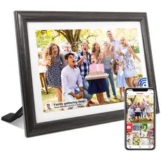 KozyOne FRAMEO 10,1 Zoll 32GB WiFi Digitaler Bilderrahmen, HD IPS Touchscreen, Rahmen aus Naturholz, automatisch drehbar und an der Wand montierbar, einfache Einrichtung, sofortige Freigabe von Fotos
