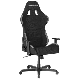Dxracer Gamingstuhl , Grau, Schwarz , Kunststoff , Drehkreuz , 70x129x70 cm , fleckschutzimprägniert, Wippmechanik mit Härtegradeinstellung, Sitzfläche 360° drehbar, inklusive Armlehnen, Nackenkissen abnehmbar, Lendenkissen abnehmbar, ergonomische Rückenlehne , Büromöbel, Bürostühle, Gaming-Sessel