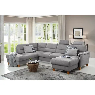 Home Affaire Wohnlandschaft »Palmera U-Form, B: 308 cm« optional Bettfunktion & Bettkasten, Federkern, silberfarben