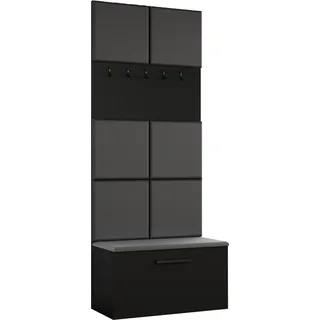 AX LIVING Garderoben Haken Rosanno I - 80,6 cm Breite, Schwarz JS90 - Schwarz