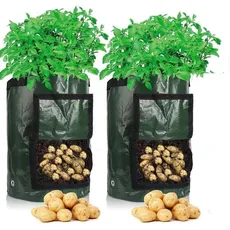 Cefrank Kartoffelzuchtbeutel, 2er Pflanzbeutel mit Klappe und Griffen 40 L, 34 x 35cm, – Pflanzbeutel für Karotten, Zwiebelgemüse