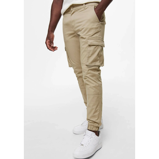 Cargohose ONLY & SONS "ONSCAM STAGE CARGO CUFF LIFE 6687 NOOS", Herren, Gr. 34, Länge 32, grau (chinchilla), Web, Obermaterial: 98% Baumwolle, 2% Elasthan, unifarben, lässig geschnitten normal, Hosen Cargohose