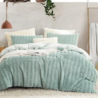 Lanqinglv Plüsch Bettwäsche 135x200 Hellblau Blau Flauschig Langhaar Kunstfell Winterbettwäsche Warm Kuschelig Flanell Fleece Cashmere Touch Bettbezug mit Reißverschluss und 1 Kissenbezug 80x80cm