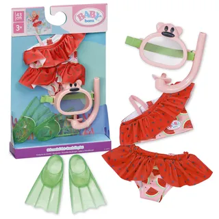 Zapf Creation BABY born Schnorchelset mit Bikini, Taucherbrille und Schwimmflossen für 43cm Puppen