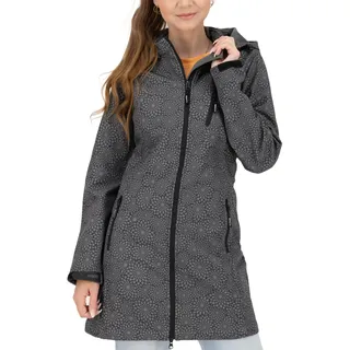 DEPROC activ Deproc Active Damen Mit Abnehmbarer Kapuze Übergangsjacke Kurzmantel Shelby Long Softshellmantel, Schwarz, 44 EU