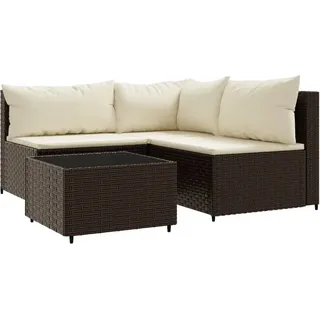 vidaXL 4-tlg. Garten-Lounge-Set mit Kissen Braun Poly Rattan - Braun