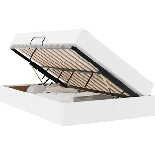 vidaXL Aufbewahrungsbett mit Matratze mit Matratze 2 pcs Weiß Leder - Weiß