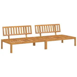 vidaXL Garten-Mittelsofas Aus Paletten 2 Stk. Massivholz Akazie , Braun , Holz , Rechteckig , 92x68x120 cm , Gartenmöbel, Loungemöbel, Gartensofas & Loungesofas