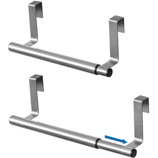 Tatkraft Spread | Türhandtuchhalter, Handtuchstange Teleskop | Gebürsteter Edelstahl | Solide, Ausziehbar, Zum Einhängen | 25-40 x 8 x 9 cm