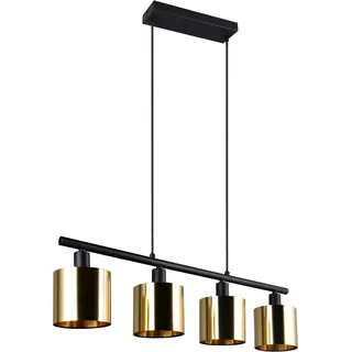 REALITY LEUCHTEN Pendelleuchte "JASON, ohne Leuchtmittel Hängelampe Esstisch 4-flammig, 4xE14 max 10W", gold (goldfarben), 4, Ø 12cm H: 150cm, 1 Stk., Leuchten, höhenverstellbar max 150cm, mit semi-transparenten Kunststoff-Schirmen, Pendelleuchte