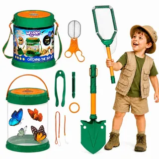 WOOPIE Discovery – Set für kleine Naturforscher: Insektennetz, Schmetterlingsfangnetz, Behälter für Fische