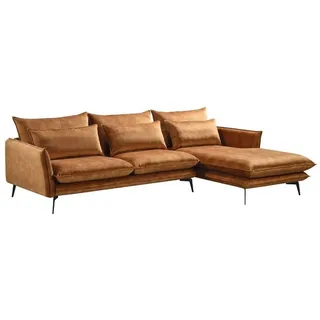 KAWOLA Ecksofa SKYE Recamiere rechts Stoff Velvet cognac