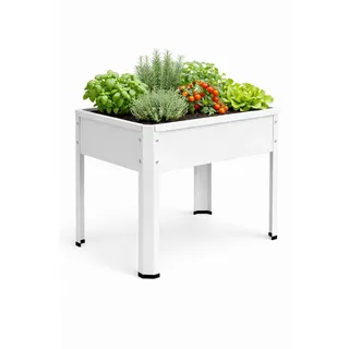Hochbeet , Weiß , Metall , 26 l , 50x45x40 cm , Gartenzubehör, Hochbeete