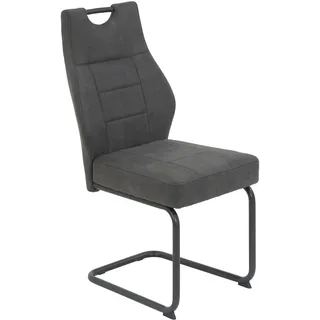 Hela Tische, 1ner Pack Esszimmerstuhl Schwingstuhl Linda, Vintage Anthrazit, Rundrohgestell grau, Komfortsitz Federkorb, 140kg belastbar