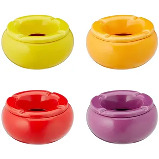 Sturmaschenbecher 4er Set | Ø 11,5cm | Windaschenbecher in 4 Farben | Aschenbecher für Garten und Balkon