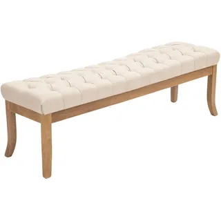CLP Sitzbank 150/38 cm Stoff creme , Creme , Holz , 150x46x38 cm , Esszimmer, Bänke, Sitzbänke