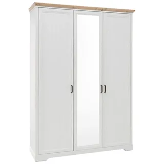 SchlafKONTOR Kleiderschrank JASMIN mit 3 Türen Pinie weiß Nachbildung 164x64x220 cm - Weiß