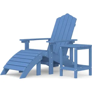 vidaXL Adirondack-Gartenstuhl mit Hocker & Tisch HDPE Aquamarin - Blau