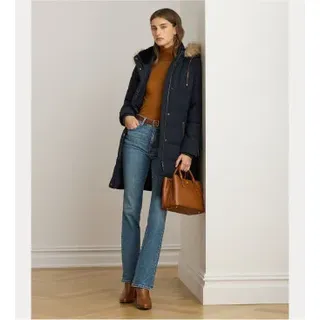 Lauren Ralph Lauren für Damen. 297957509008 Marineblauer Daunenmantel aus Kunstfell (L), Lässig, Polyester