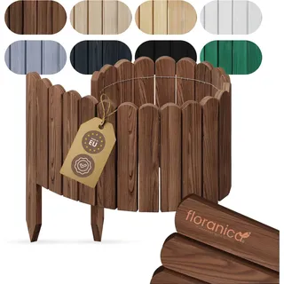 Floranica Beetumrandung Beeteinfassung 20 x 100 cm Braun Rasenkante Holz Gartenzaun Holzzaun flexibler Rollborder - Braun