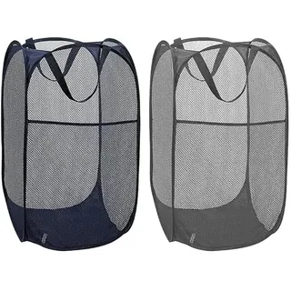 Faltbarer Wäschekorb, 2 Pack Pop-Up für Kinder mit Griffen (Grau+Blau)
