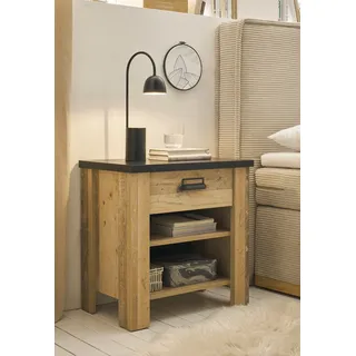 Home affaire Nachtkommode »SHERWOOD« mit Apothekergriff aus Metall, Schubkasten "Soft close", Breite 60 cm, braun