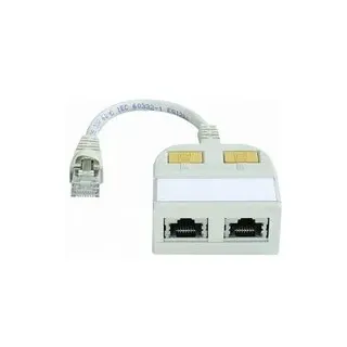 Telegärtner RJ45 Netzwerk, ISDN Y-Adapter [1x RJ45-Stecker - 2x RJ45-Buchse] 15.00 cm Lichtgrau
