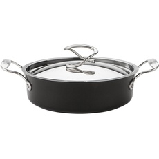 Circulon Style Induction Saute Pan with Lid 24cm - Non Stick Saute Pan with Stainless Steel Lid & Handles, Dishwasher Safe Cookware with Triple Layer Non Stick Coating, Black