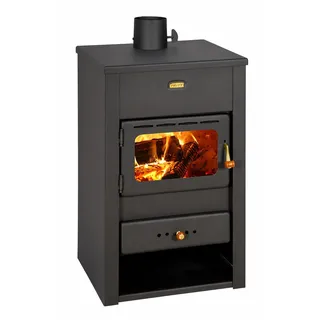 Prity Holzofen Kamin K2, 10 kW, Schwarz, Holz, Stahl, Freistehend, Direkte Entlüftung, A, ca. 57 m2