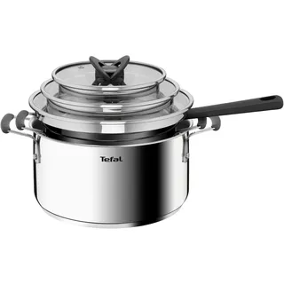 Tefal G7376S Opti'Space«, Edelstahl (Set, 6 tlg., Stielkasserolle 16 cm, Kochtopf 20/24 cm, je mit Deckel), Thermo-Fusion-Boden, für alle Herdarten inkl. Induktion