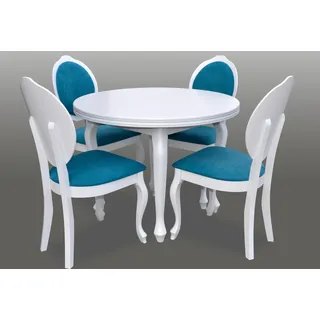 Klassischer Rund Runder Tisch Holz Design Esszimmer Tische + 4 Stühle Konferenz